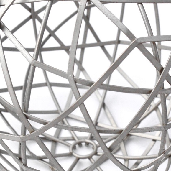 Abstract Sphere Sculpture Silver Tone Metal Wire Ball Orb Statue Modern - Picture 2 of 3